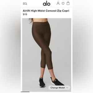 BRAND NEW Alo Yoga High-Waist conceal zip capri limited espresso color